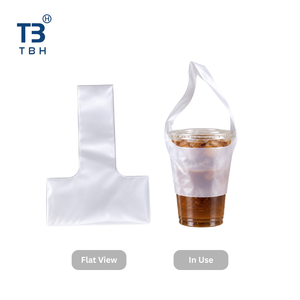 Sac de transport jetable en plastique transparent avec poignée, type T, pour une seule tasse, idéal pour les boissons à emporter – Vente directe usine, personnalisable - Product Image 2