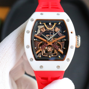 2025 New Rm White Ceramic Barrel Shaped Mechanical Watch Skeleton Dial Samurai Armor Tourbillon Design Luxury Sport Wristwatch - Product Image 2