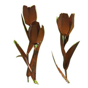 منحوتات زهور من الستيل الصدئة لتزيين الأماكن الخارجية - Product Image 2