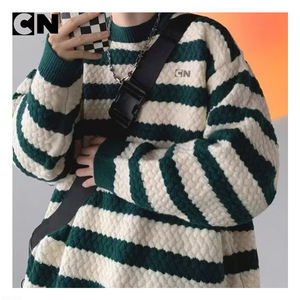 ผู้ผลิตเสื้อสเวตเตอร์ที่ได้รับการรับรอง GRS ขายส่งเสื้อสเวตเตอร์ไหมพรมถักลายทาง คอกลม ทรงเข้ารูป สไตล์แฟชั่นฤดูหนาวสำหรับผู้ชาย แบบสั่งทำพิเศษ - Product Image 2