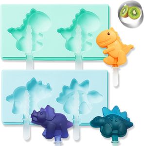 Cetakan es krim silikon dinosaurus bebas BPA anak-anak cetakan es loli silikon cetakan dengan tutup kartun pembuat es krim silikon - Product Image 1