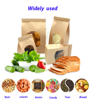 Sacs d'emballage réutilisables en sachet de bonbons kraft avec cravate en étain fenêtre transparente Alimentaire Papier kraft pour fruits usage industriel impression alimentaire