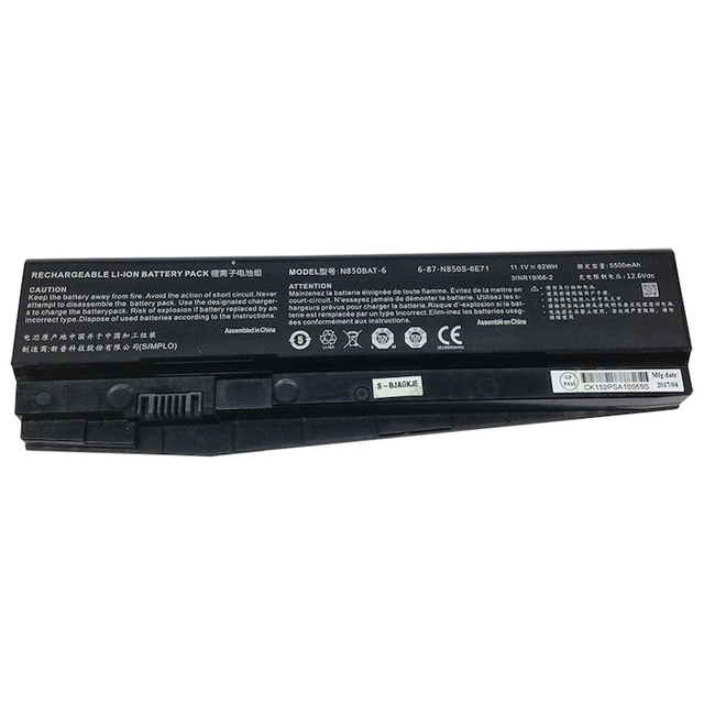 Replacement Laptop Battery Cell for Clevo N870HC N870HJ1 N870HK1 N850BAT-6 6-87-N850S-4C4 11.1V 62WH