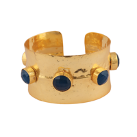 Breiter Vintage-Ring aus gehämmertem Edelstahl mit mehrfarbigen Zirkonia-Steinen, 18K vergoldet, als Hochzeitsgeschenk, Auffälliges Statement-Accessoire