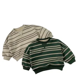 Boys T Shirt Hoodie Striped Color Body Sweatshirt Boys O-neck Casual Outfit Long Sleeve Kids Tshirts Sweater Boys Wholesale