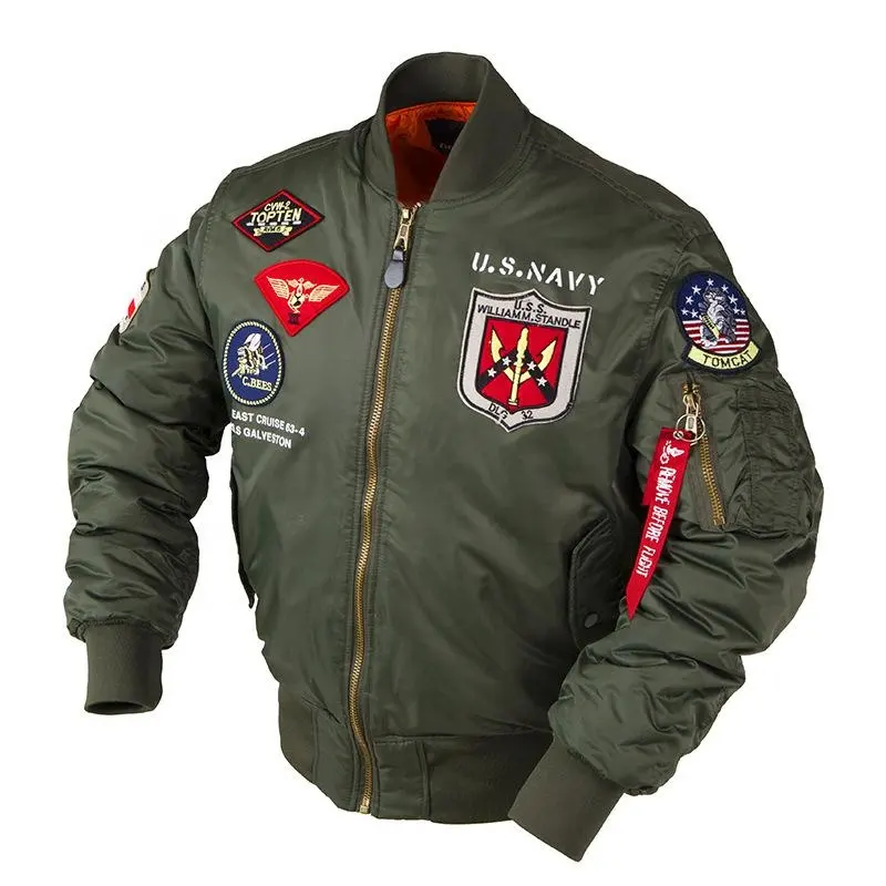 Yingling 2021 High quality Thick Warm Flight Jacket Men Green Fleece Bomber Jacket Ma-1 Pilot jacket