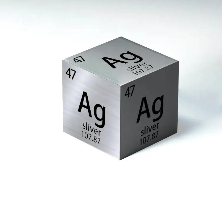 Cubi di elementi metallici a basso prezzo Ag Silver Cube 1 pollice formato tavola periodica elevata purezza 99.99%