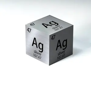 Low Price Metal Element Cubes Ag Silver Cube 1 Inch Periodic Table Format High Purity 99.99%