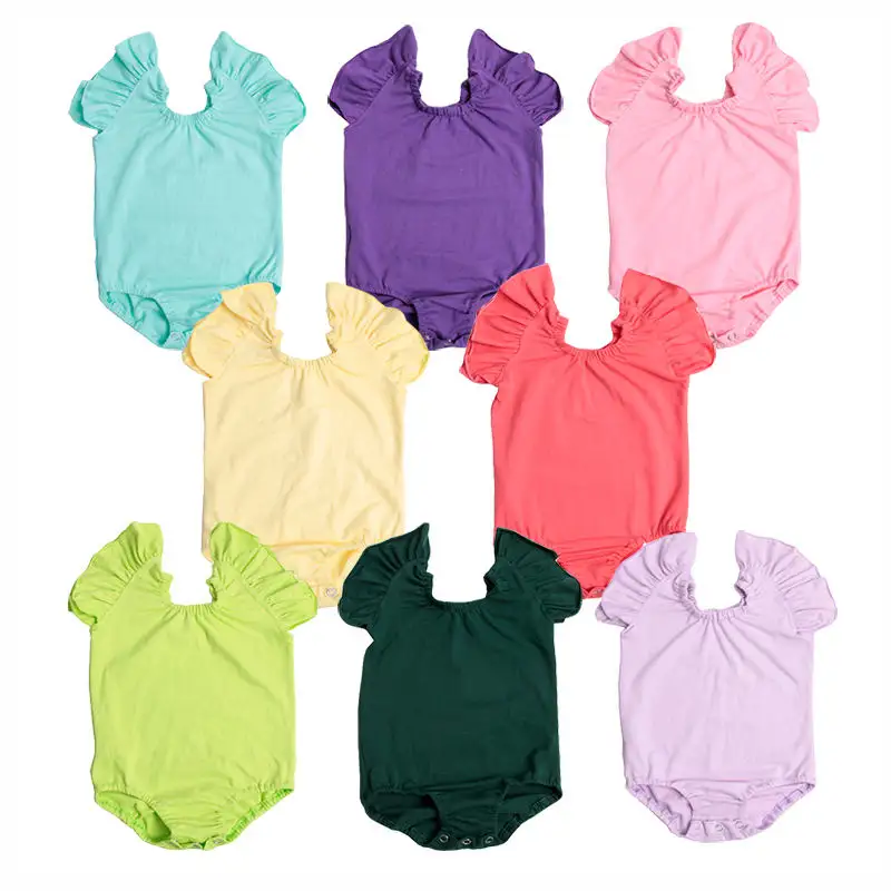 Custom Logo Kids Clothing Soft Cotton Fabric Short Sleeve Baby Girl's Summer Romper