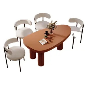 Modern home dining furniture unique three legs wooden oval dining table for 4 /6seaters household restaurant