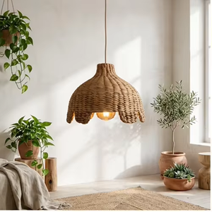 Lámpara Colgante de Bambú y Ratán Tejida a Mano, Estilo Natural Wabi Sabi, para Dormitorio, Sala de Estar, Cafetería - Product Image 4