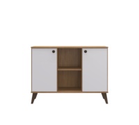 Buffet moderne de style rétro Decibel DB-AR1300, 2 portes, meubles de salon en bois, panneaux de particules MDF, couleur naturelle/blanc