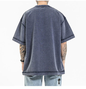 Qianzun Fabricante Streetwear Oversized Boxy Drop Shoulder Vintage Wash Reverse Camiseta en blanco Hip Hop Inside Out camiseta - Product Image 2