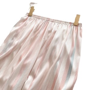 Pigiami Casual in seta a righe da <span class=keywords><strong>donna</strong></span> vestiti per la casa traspiranti per la primavera estate in tinta unita sottile di seta - Product Image 5