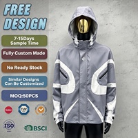 Veste coupe-vent zippée pour homme, à blocs de couleur, surdimensionnée, avec velcro réglable, fonctionnelle, streetwear, coupe-vent, à capuche, pour l'extérieur