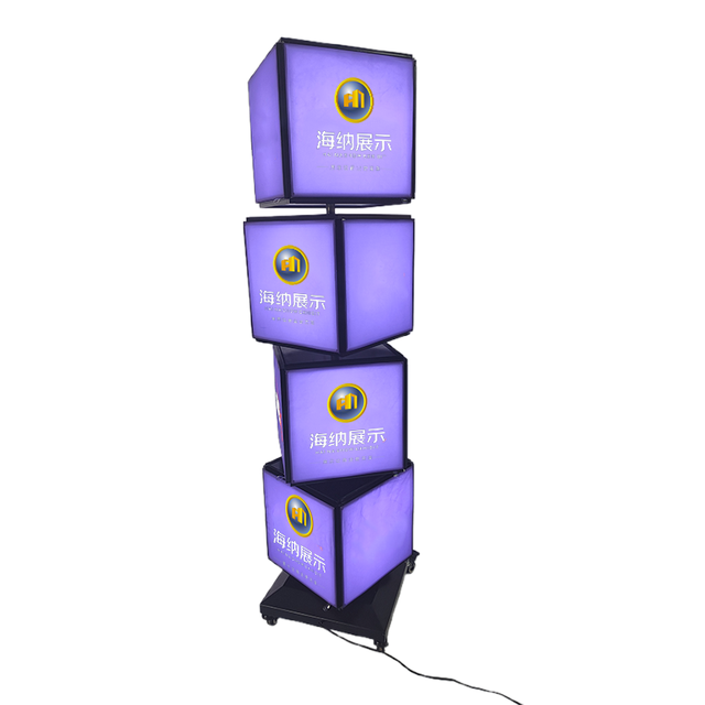 Outdoor Display Factory Customization Led Light Box Rotating Cube Light Box 4 Side 4 Layers Cube Led Light Box
