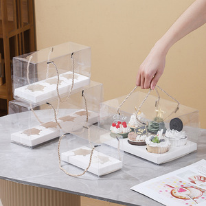 Cajas transparentes portátiles para cupcakes, contenedores de plástico para cupcakes, soportes para fiestas de cumpleaños, pastelería, suministros de panadería - Product Image 1