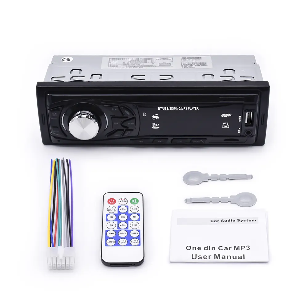 Oem/Odm Auto Mp3 Speler Stereo Autoradio Auto Radio Bt 12V/24V 1 Din Fm Aux In Ontvanger Tf Usb Mp3 Mmc Wma