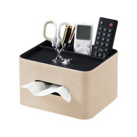 Organisateur de bureau de luxe avec porte-boîte à mouchoirs, boîte de rangement pour télécommandes, organiseur de bureau en cuir pour la maison, le bureau, le salon