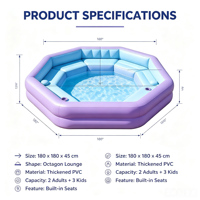 Piscine familiale gonflable d'extérieur, piscine gonflable en PVC, idéale pour les rassemblements familiaux estivaux et les jeux aquatiques pour enfants