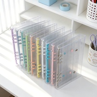 Lot de 10 protège-cahiers A5 en PVC transparent à paillettes, rechargeables, avec 6 anneaux, 2 boutons-pression et système d'enveloppes pour espèces