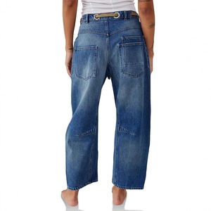 Women's Y2K Patchwork Wide Leg <strong>Jeans</strong> 2026 New <strong>Drawstring</strong> Waist Loose Boyfriend Fit Denim Trousers Casual Daily Outfits - Product Image 4