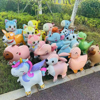 Globo de Aluminio con Forma de Animal Caminante, Inflable, con Ruedas y Cuerdas, Elefante, Unicornio, León, Perro, Gato, Conejo, Regalos de Cumpleaños 3D