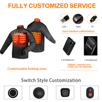 Kunden spezifische Heiz zonen USB Electric Fleece beheizte Winter jacke Mans Selbst heiz jacke mit Akku 5v 7.4v