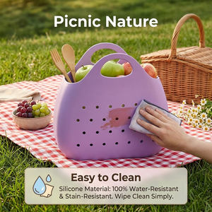 Sac de plage en EVA tendance, directement de l'usine, sac de shopping imperméable, sac de voyage en caoutchouc lavable pour femmes, sacs d'extérieur pour femmes - Product Image 5