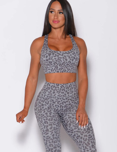 Moda estate Casual palestra Sport abbigliamento <span class=keywords><strong>donna</strong></span> 2 pezzi reggiseno <span class=keywords><strong>sportivo</strong></span> Legging set Leopard Yoga Outfits - Product Image 6