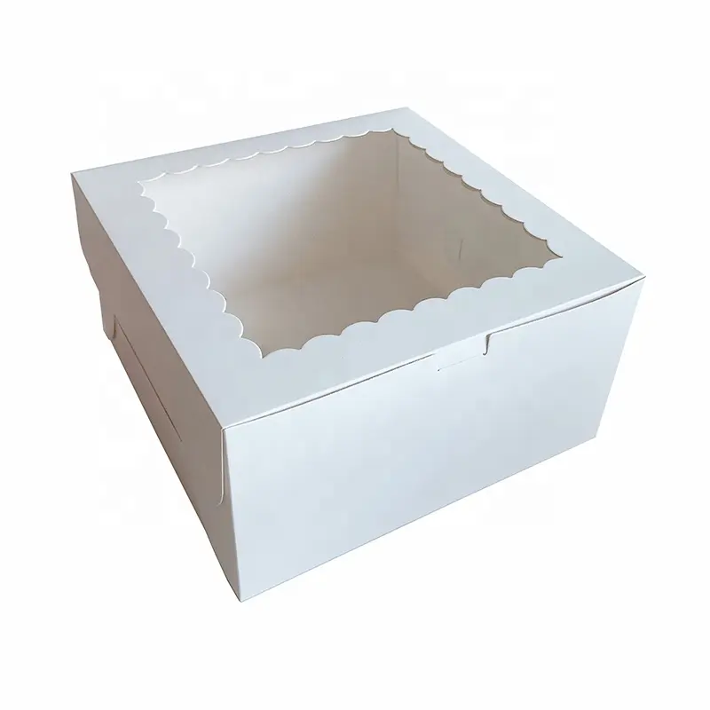 Yeni tasarım ucuz beyaz 10*10*5 inç düğün pencere kek kutusu kek araçları ekmek paketleme
