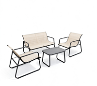 Ensemble de meubles de patio extérieur 4 pièces, ensemble bistrot moderne avec causeuse et table basse pour la maison, la pelouse et le balcon