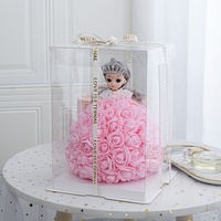 Vente chaude 2023, fleurs artificielles en gros, cadeau de la Saint-Valentin, cadeau de Noël, fleur en mousse, rose, poupée, ours en perles, coffret cadeau