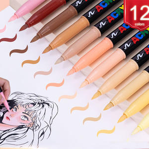Bview Art 12 tons de peau pointe de pinceau ensemble de stylos de peinture acrylique pour croquis Portrait Manga <span class=keywords><strong>dessin</strong></span> Illustration croquis - Product Image 2