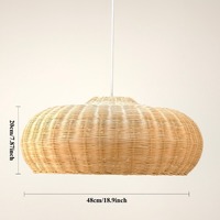 Lampe suspendue en rotin de 18,9 pouces, lustre en bambou tissé à la main, lampe suspendue en osier pour îlot de cuisine, restaurant, décoration de ferme