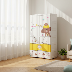 Tiroir de <span class=keywords><strong>rangement</strong></span> design de dessin animé durable <span class=keywords><strong>chambre</strong></span> enfants bébé armoire vêtements armoire de <span class=keywords><strong>rangement</strong></span> avec roues 4 couches - Product Image 3