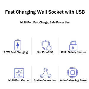 Enchufe de pared universal MGA con puerto USB tipo A + C Cargador rápido de 20W - Product Image 6
