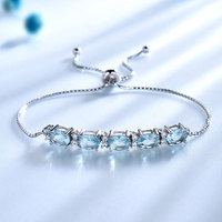 Topaze bleu ciel naturelle véritable bijoux accessoire de mode bracelet bracelets pour femme en argent sterling 925