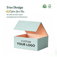 Boîte cadeau pliable en carton rigide avec logo personnalisé de luxe, fermeture magnétique, ruban, emballage en papier
