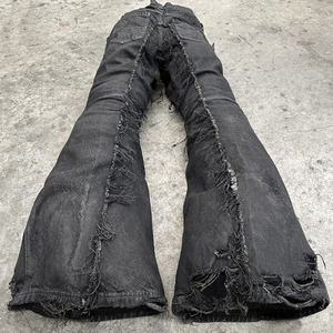 DiZNEW Jeans personalizzati produttore di Jeans da uomo di alta qualità nero vecchio mendicante Jeans svasati uomo - Product Image 5