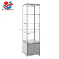 Vitrine de présentation autoportante en bois écologique pour magasin, avec éclairage LED arrière en verre, personnalisable, pour le stockage de parfums et cosmétiques