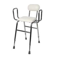 Tabouret de cuisine réglable en hauteur avec dossier et accoudoirs, siège rembourré pour personnes âgées, usage hospitalier, construction métallique, capacité 136 kg