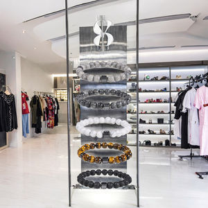 Pulsera de cristal con cuentas de 8mm, joyería clásica blanca y negra para aniversario, estilo vintage, 21cm - Product Image 2