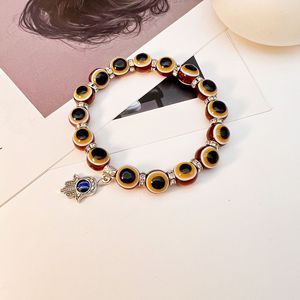 Bracelet élastique turc anti-mal avec breloque œil turc et strass colorés, bijou unisexe, cadeau - Product Image 2