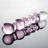 Dildo de cristal transparente de tamaño grande con cuentas extendidas, producto para adultos para el placer de la masturbación femenina, venta al por mayor.