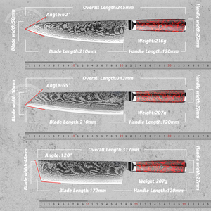 طقم سكاكين الشيف للمطبخ من Grandsharp بتصميم دمشقي، 67 طبقة من الفولاذ الياباني S35VN، يتضمن سكين الشيف، ناكيري، سانتوكو، كيريتسوكي، سكين التقشير، وسكين متعدد الاستخدامات - Product Image 4
