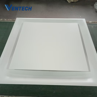 Diffuseur de plafond carré en alliage d'aluminium Ventech VSCD-H moderne à 4 voies, installation facile, garantie 1 an, usage bureautique, projet global