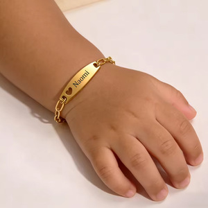 Bracelets pour bébé en acier inoxydable à cœur creux et barre incurvée, personnalisables, lisses, à graver, bijoux DIY – Vente chaude - Product Image 5