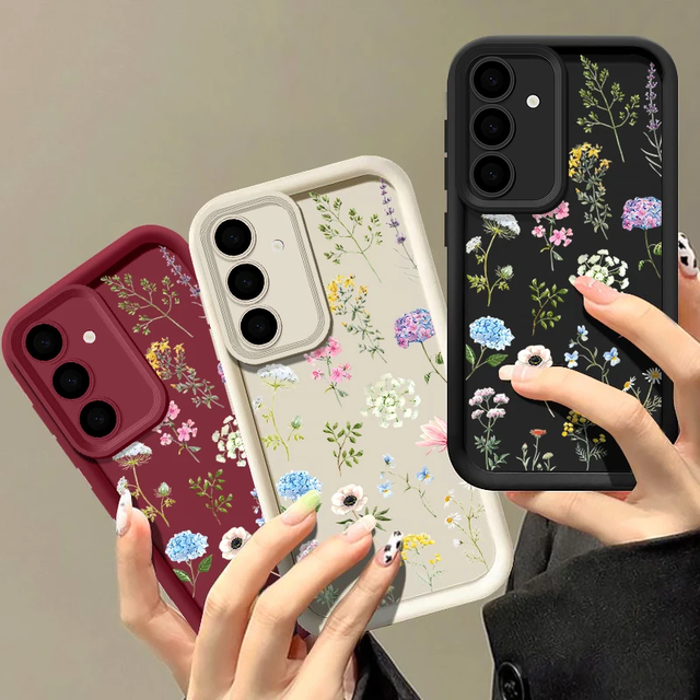 Floral Pattern Phone Case for Samsung Galaxy S25 S24 S23 S22 Ultra S24 FE A56 A55 A54 A53 A35 A15 A52 A34 A25 A16 5G Soft Cover