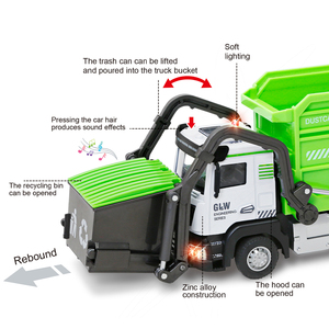 Grande <span class=keywords><strong>Camion</strong></span> della <span class=keywords><strong>Spazzatura</strong></span> <span class=keywords><strong>Giocattolo</strong></span> in Plastica con Luci e Suoni, Funzione Pull-Back, per Bambini e Ragazzi - Product Image 3